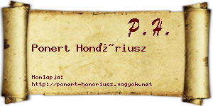 Ponert Honóriusz névjegykártya